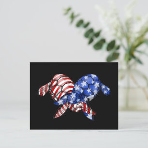 Turtle American Flag Shirt 4 juli patriottisch Briefkaart