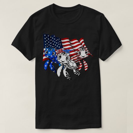 Turtle American Flag Three Turtles Lover Gift Xma T-shirt (Design voorkant)