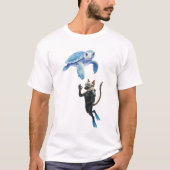 Turtle and Cat scuba diver  T-shirt (Voorkant)