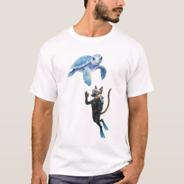 Turtle and Cat scuba diver  T-shirt