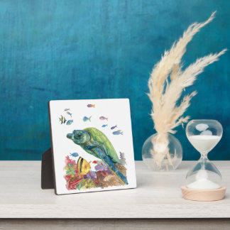 Turtle and fishes in the sea  fotoplaat