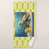 Turtle and Rubber Duck in the Bath Custom Text Badhanddoek (Badhanddoek)