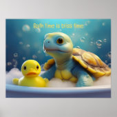 Turtle and Rubber Duck in the Bath Custom Text Poster (Voorkant)