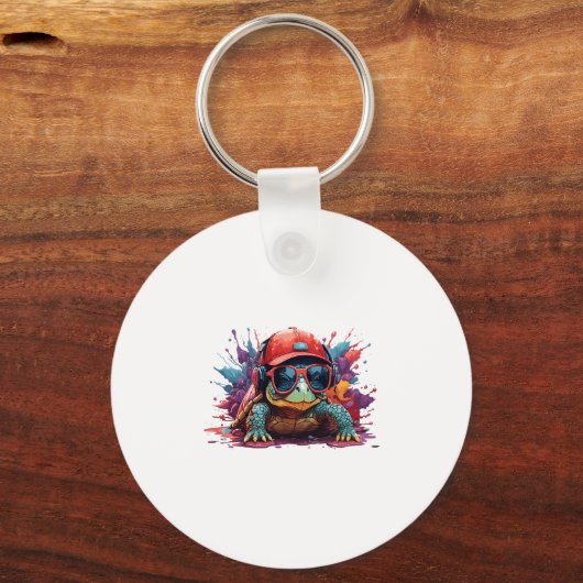 turtle animal art I cool cute turtle Sleutelhanger (Voorkant)
