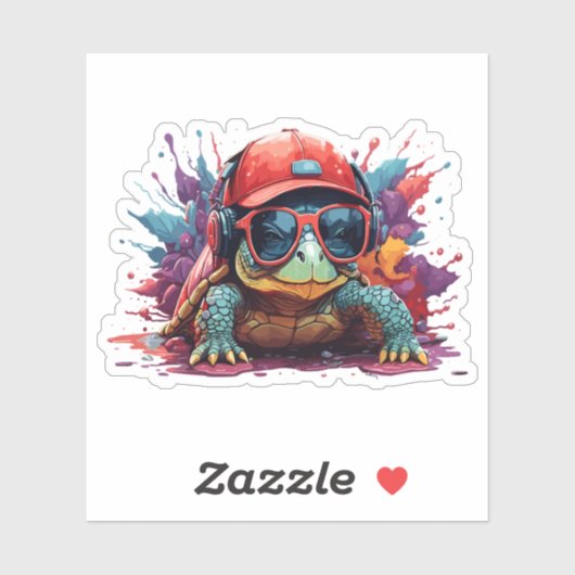 turtle animal art I cool cute turtle Sticker (Vel)