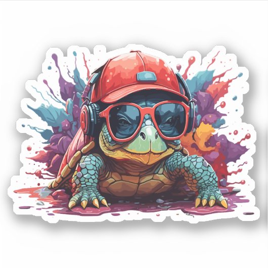 turtle animal art I cool cute turtle Sticker (Voorkant)
