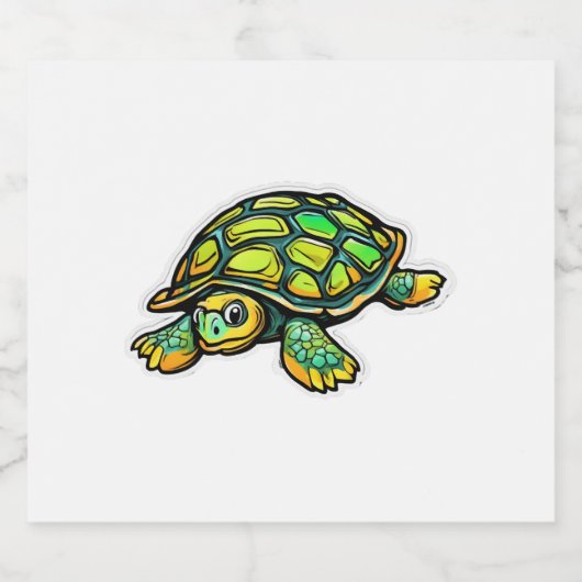 Turtle Animal Turtle Green Sparkling Wijnetiket (Enkel label)