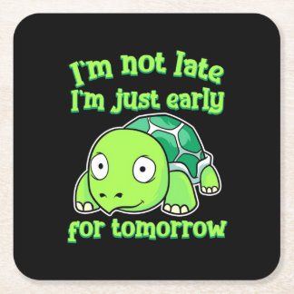 Turtle Art I Am Not Late Kartonnen Onderzetters