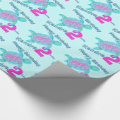 Turtle art roze aqua age age name 2e verjaardag cadeaupapier (Hoek)