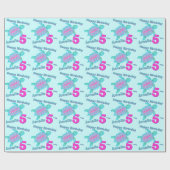 Turtle art roze aqua age age name 5th verjaardagsc cadeaupapier (Vlak)