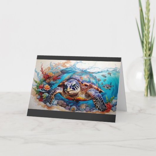 Turtle art / Schildkröte Kunst Bedankkaart (Voorkant)