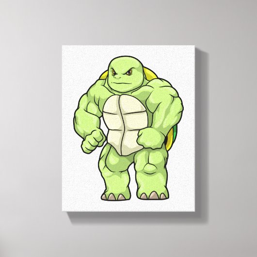 Turtle as Bodybuilder with Six pack Canvas Afdruk (Voorkant)