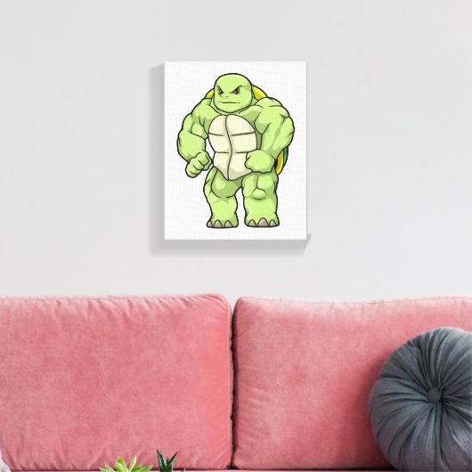 Turtle as Bodybuilder with Six pack Canvas Afdruk (Insitu (Woonkamer))