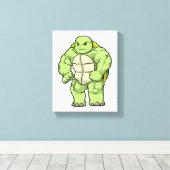 Turtle as Bodybuilder with Six pack Canvas Afdruk (Insitu (Houten vloer))