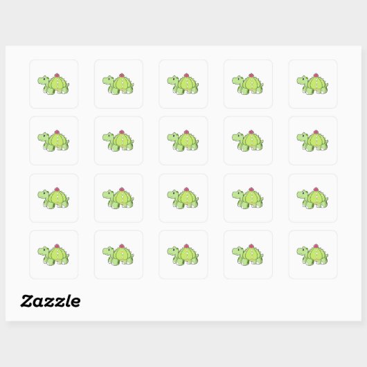 Turtle as Cactus Vierkante Sticker (Vel)