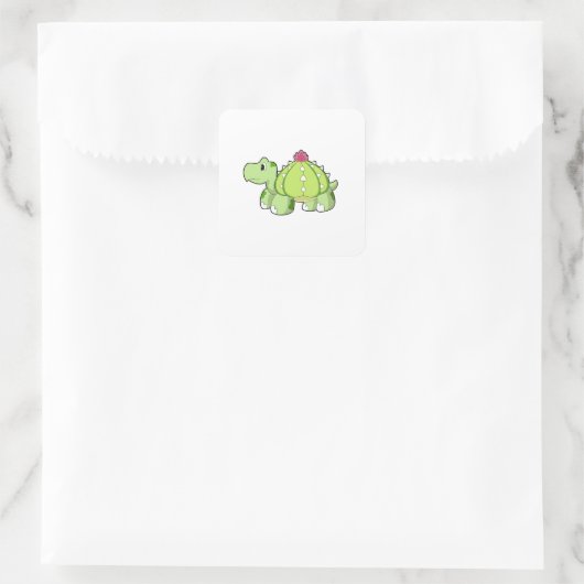 Turtle as Cactus Vierkante Sticker (Tas)