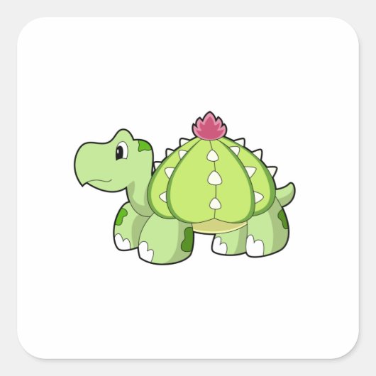 Turtle as Cactus Vierkante Sticker (Voorkant)