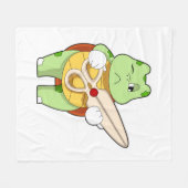 Turtle as Hairdresser with Scissors Fleece Deken (Voorkant (Horizontaal))