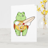 Turtle as Hairdresser with Scissors Kaart (Gele Bloem)