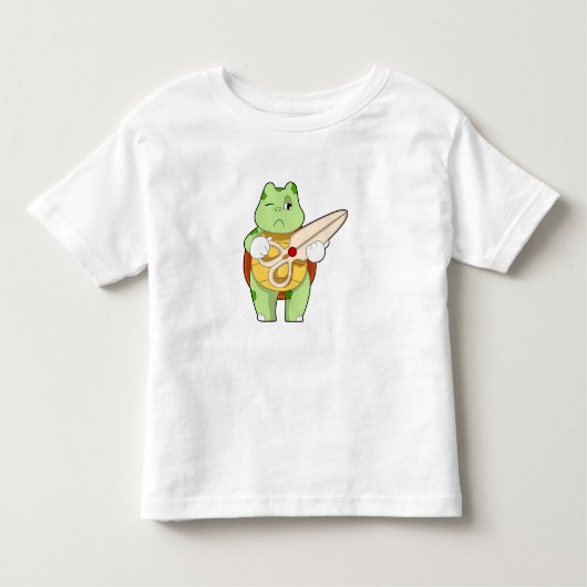Turtle as Hairdresser with Scissors Kinder Shirts (Voorkant)