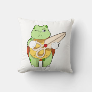 Turtle as Hairdresser with Scissors Kussen