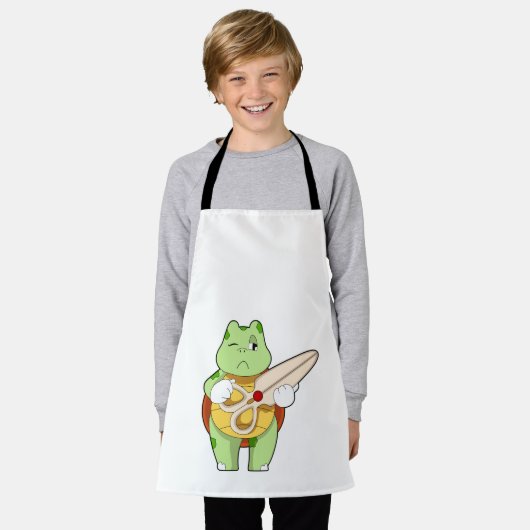 Turtle as Hairdresser with Scissors Schort (Gedragen)