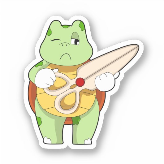 Turtle as Hairdresser with Scissors Sticker (Voorkant)