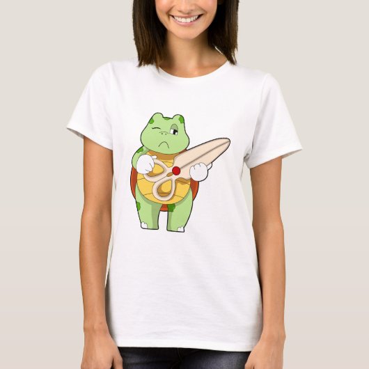 Turtle as Hairdresser with Scissors T-shirt (Voorkant)