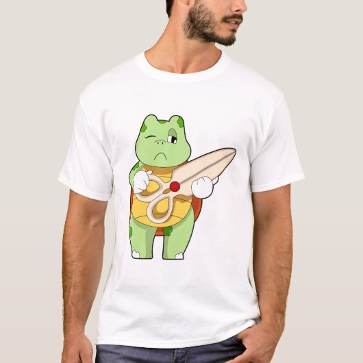 Turtle as Hairdresser with Scissors T-shirt (Voorkant)
