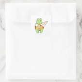 Turtle as Hairdresser with Scissors Vierkante Sticker (Tas)