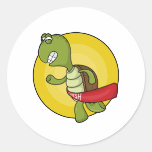 Turtle as Runner at Jogging Ronde Sticker