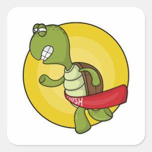 Turtle as Runner at Jogging Vierkante Sticker