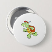 Turtle as Runner Ronde Button 7,6 Cm (Voorkant /achterkant)