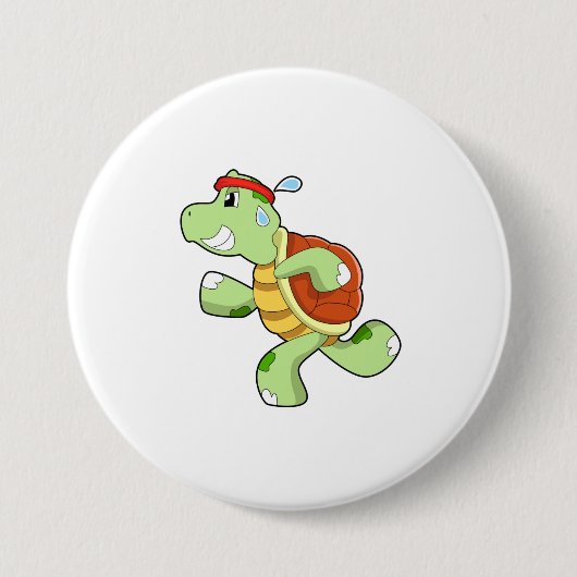 Turtle as Runner Ronde Button 7,6 Cm (Voorkant)