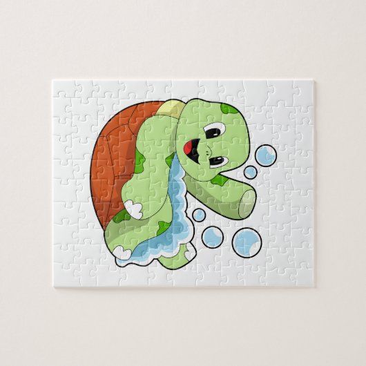 Turtle at Bathing with Foam Legpuzzel (Horizontaal)
