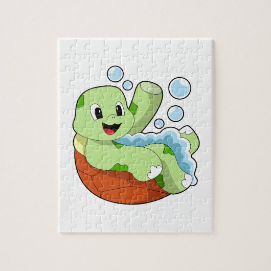 Turtle at Bathing with Foam Legpuzzel (Verticaal)