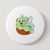 Turtle at Bathing with Foam Ronde Button 7,6 Cm (Voorkant)