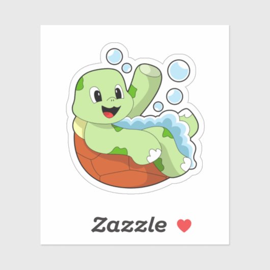 Turtle at Bathing with Foam Sticker (Vel)