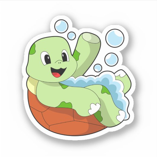 Turtle at Bathing with Foam Sticker (Voorkant)