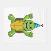 Turtle at Birthday with Party hat Fleece Deken (Voorkant (Horizontaal))
