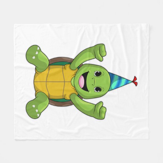 Turtle at Birthday with Party hat Fleece Deken (Voorkant (Horizontaal))