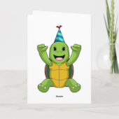 Turtle at Birthday with Party hat Kaart (Achterkant)