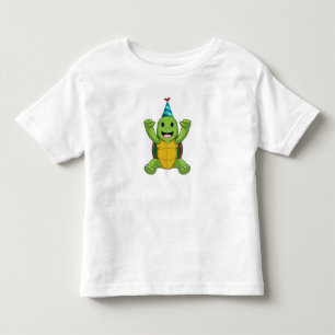 Turtle at Birthday with Party hat Kinder Shirts