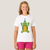 Turtle at Birthday with Party hat T-shirt (Voorkant volledig)