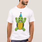 Turtle at Birthday with Party hat T-shirt (Voorkant)