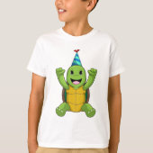 Turtle at Birthday with Party hat T-shirt (Voorkant)