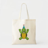 Turtle at Birthday with Party hat Tote Bag (Voorkant)