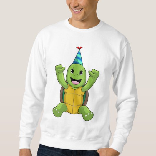 Turtle at Birthday with Party hat Trui (Voorkant)