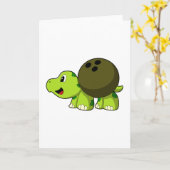 Turtle at Bowling with Bowling ball Kaart (Gele Bloem)