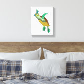 Turtle at Diving with Snorkel Canvas Afdruk (Insitu (Slaapkamer))